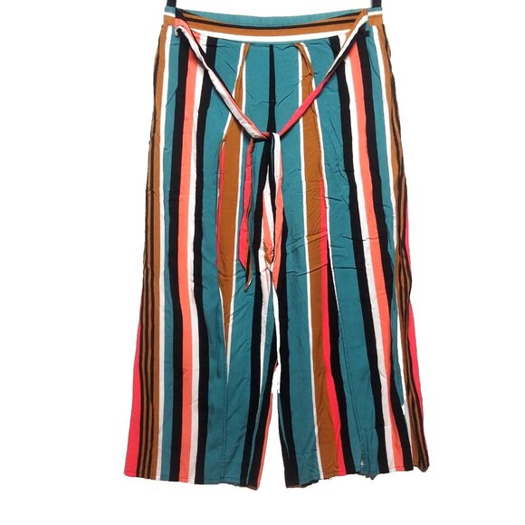 NWOT Wide leg palazzo pants tropea Side flaps Womens XL multicolor stripes Boho - Picture 1 of 9